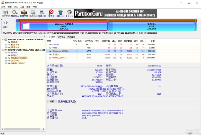 易数 diskgenius.PartitionGuru专业版 完美激活【数据恢复】【64位】蓝奏云链接