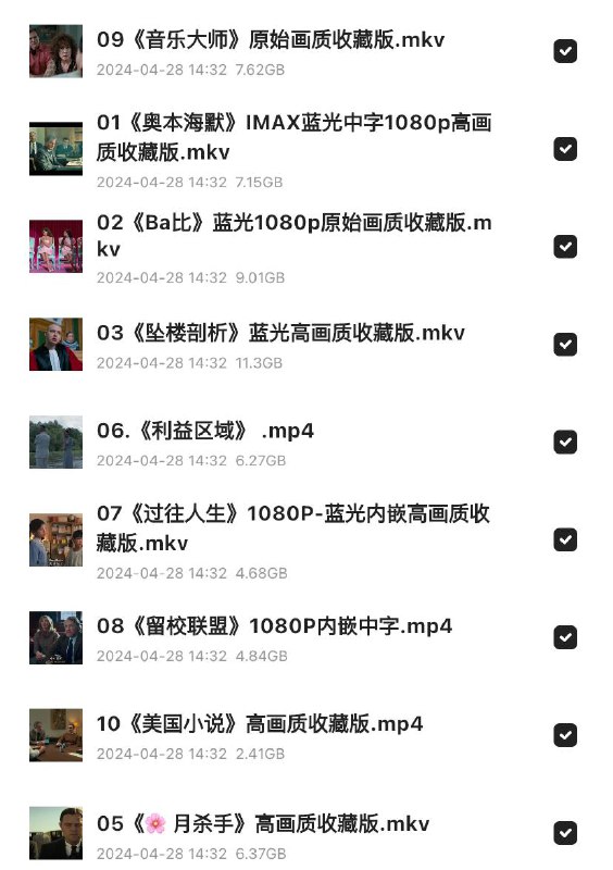 2024奥斯卡合集】最佳影片提名作品合集10部（原始高画质收藏版）链接