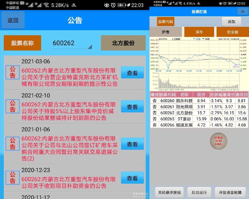[Android] 【股票盯盘V2.27】悬浮按钮轮播股票信息，语音播报，语音预警本次软件更新到V2.27主要更新内容为